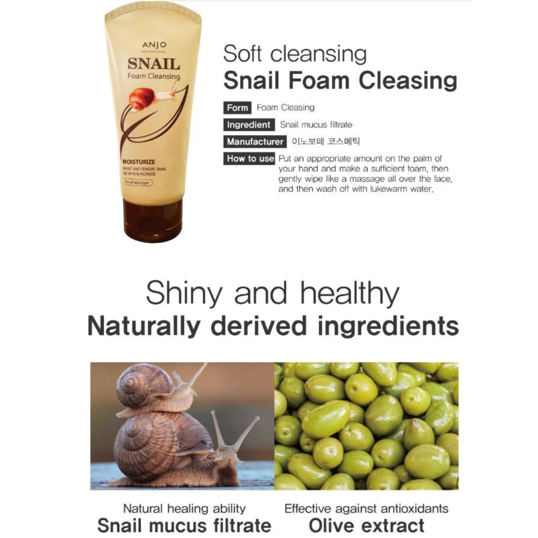 Anjo Professional Snail Cleansing Foam for Skin Brightening and Moistu ...