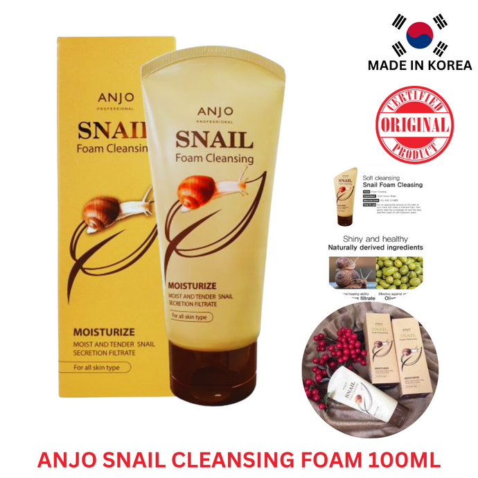 Anjo Professional Snail Cleansing Foam for Skin Brightening and Moisturizing 100ml